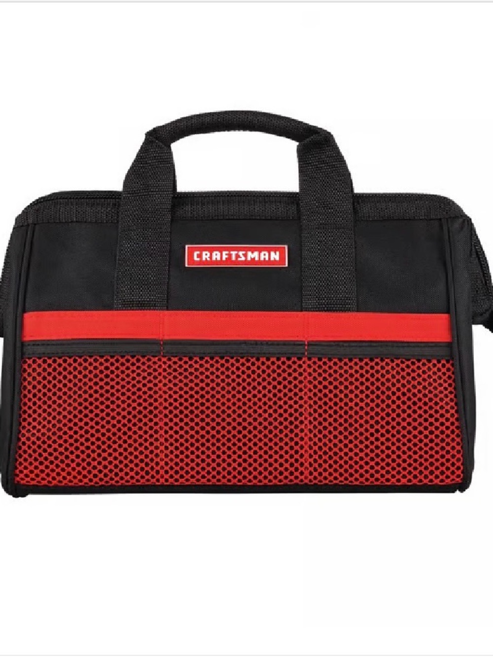 NWT Craftsman Black & Red Tool Bag with 6 Front Pockets.
